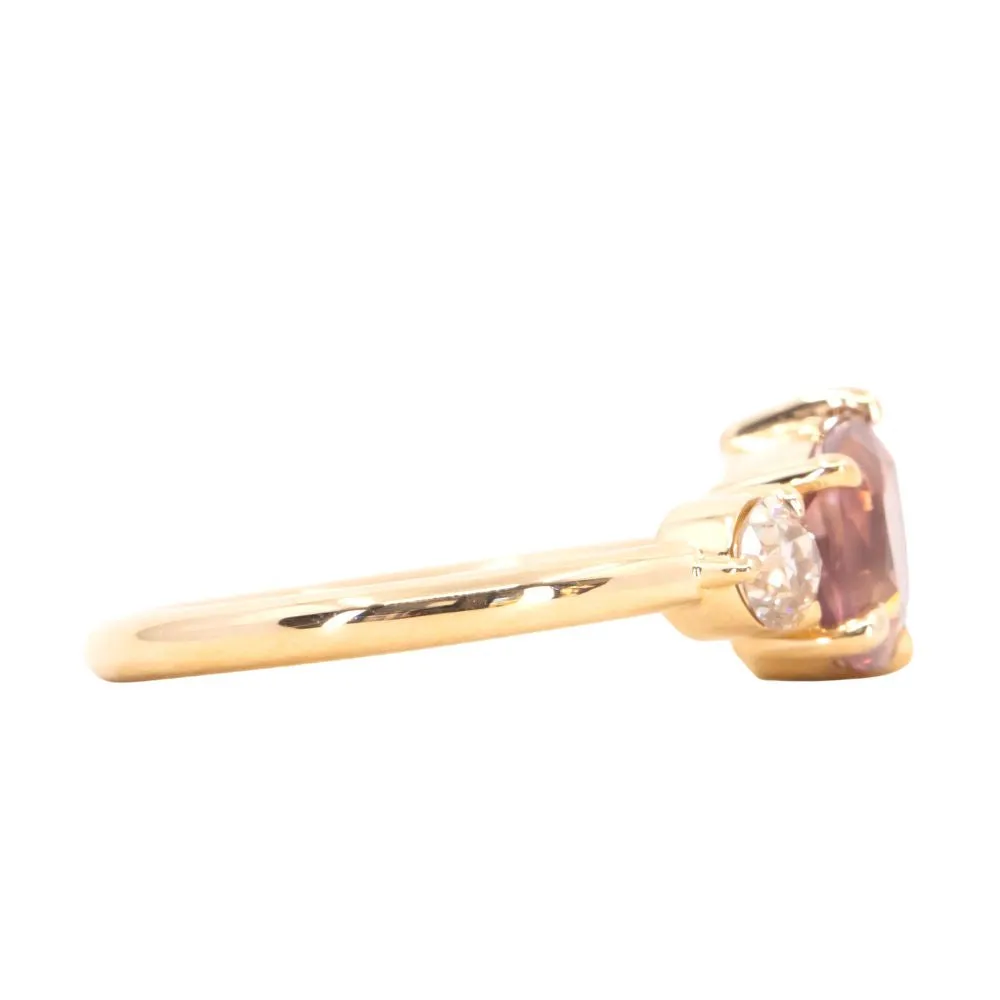 1.41ct Ruby and 0.25ct Antique Old European Cut Diamond Ring in 18k Yellow Gold