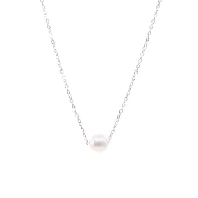 14K WHITE GOLD 16-INCH ADD-A-PEARL NECKLACE WITH A 6MM WHITE CULTURED PEARL