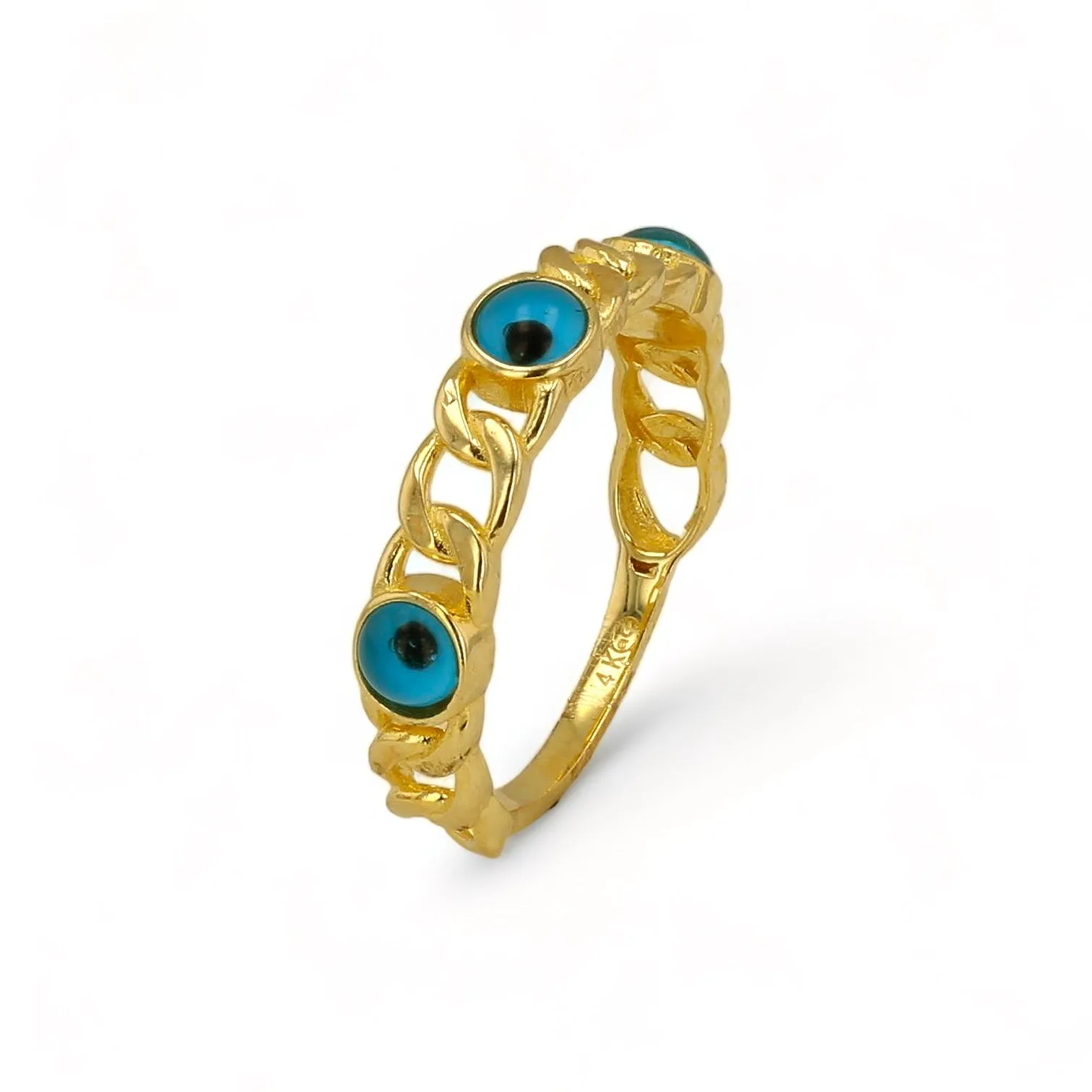 14K Yellow gold link blue eye ring-227203