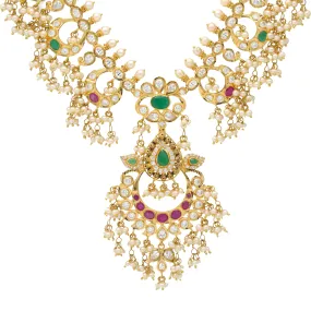 22K Gold & Gemstone Guddusapulu Necklace (58.4gm)