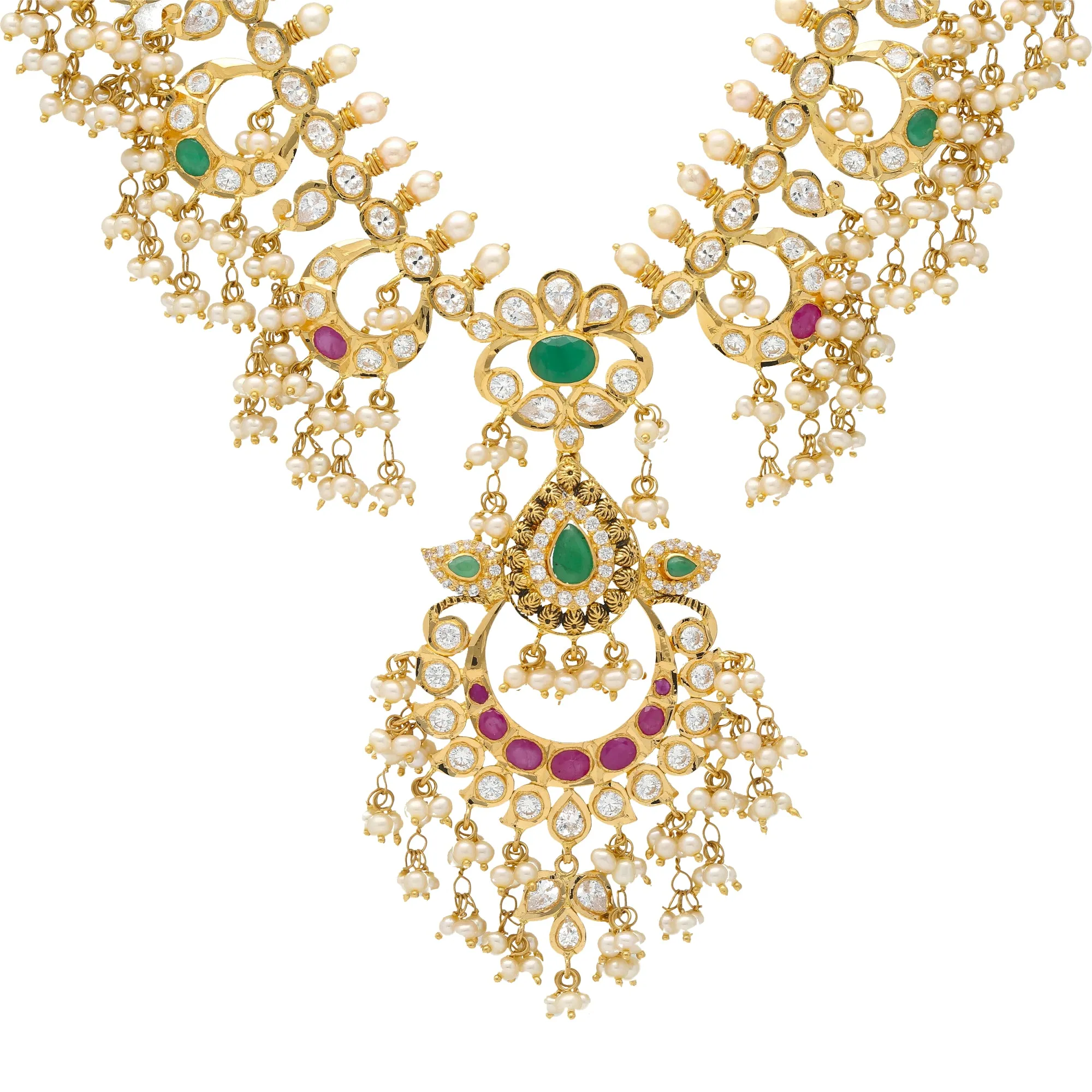 22K Gold & Gemstone Guddusapulu Necklace (58.4gm)