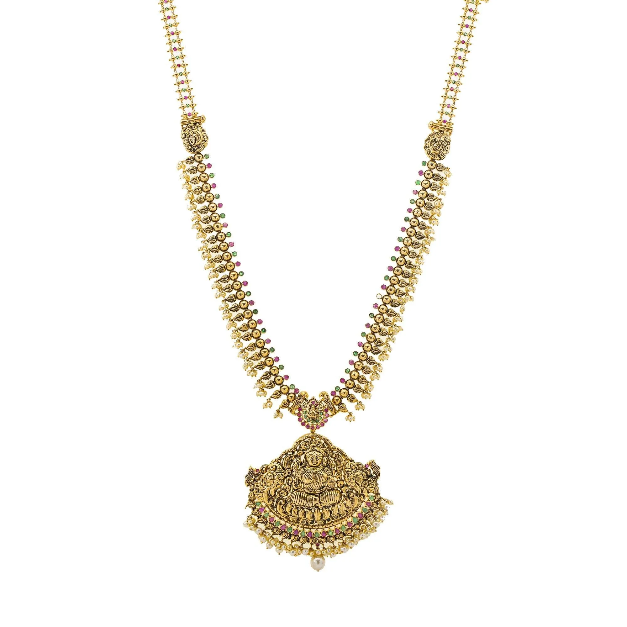 22k Gold Royal Laxmi Antique Necklace