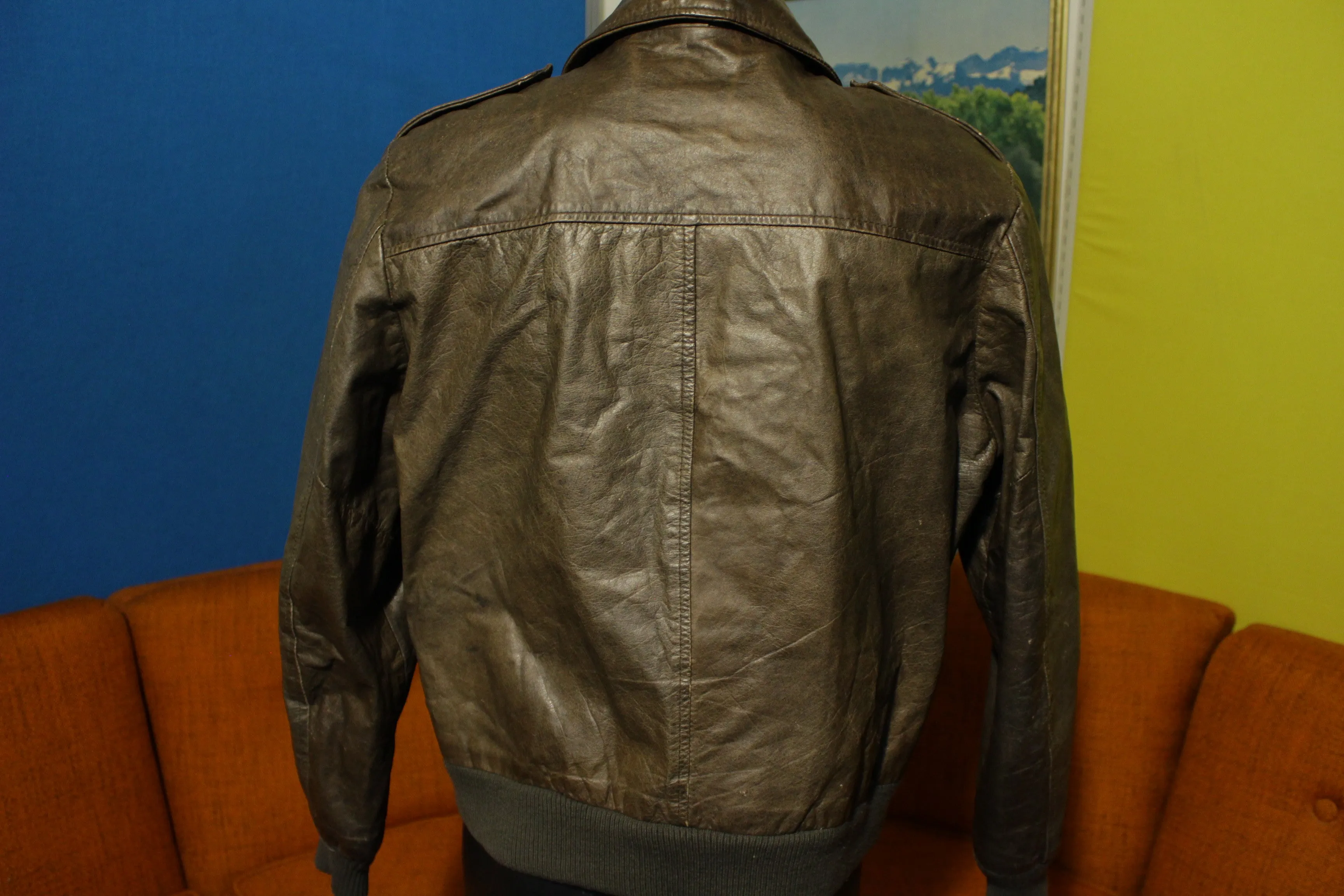 A-2 Clipper Mist Bomber Flight Jacket Leather Londontown Vintage Coat