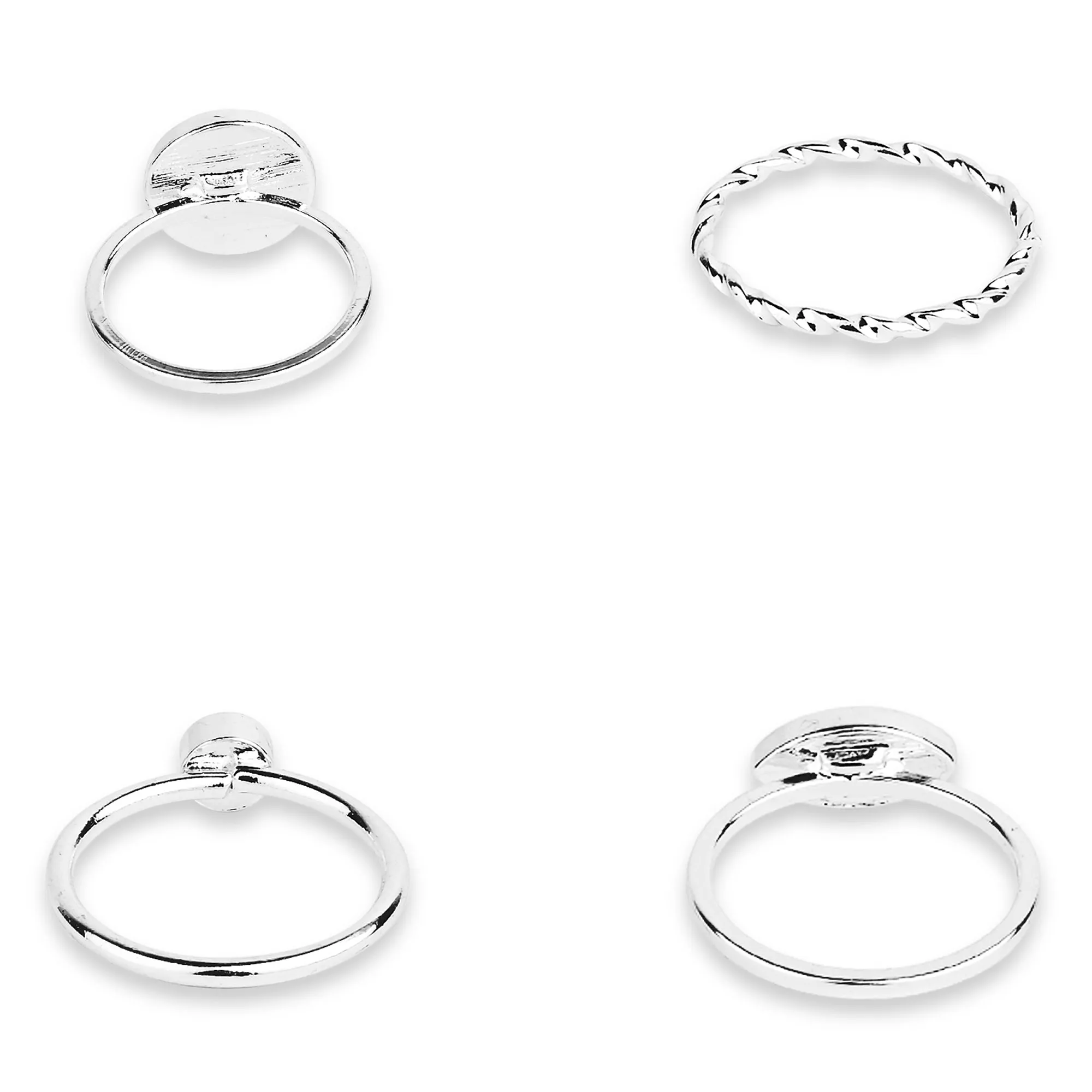 Accessorize London Women's Silver Evil Eye Ring Pack Of 4 Medium