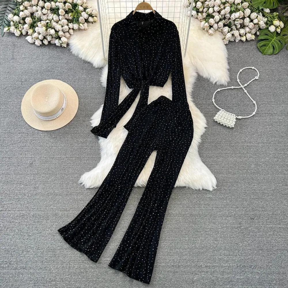 Adele Rhinestone Embedded Coord Set