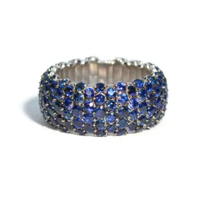 AFJ Diamond Collection - Flexible Ring with Blue Sapphires, 18k White Gold