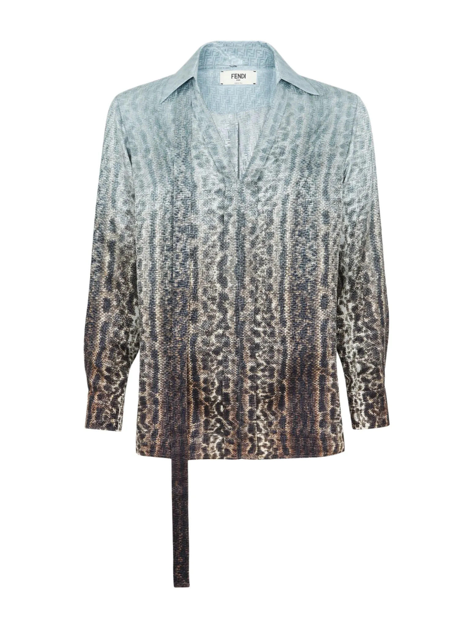 Animalier light blue silk shirt