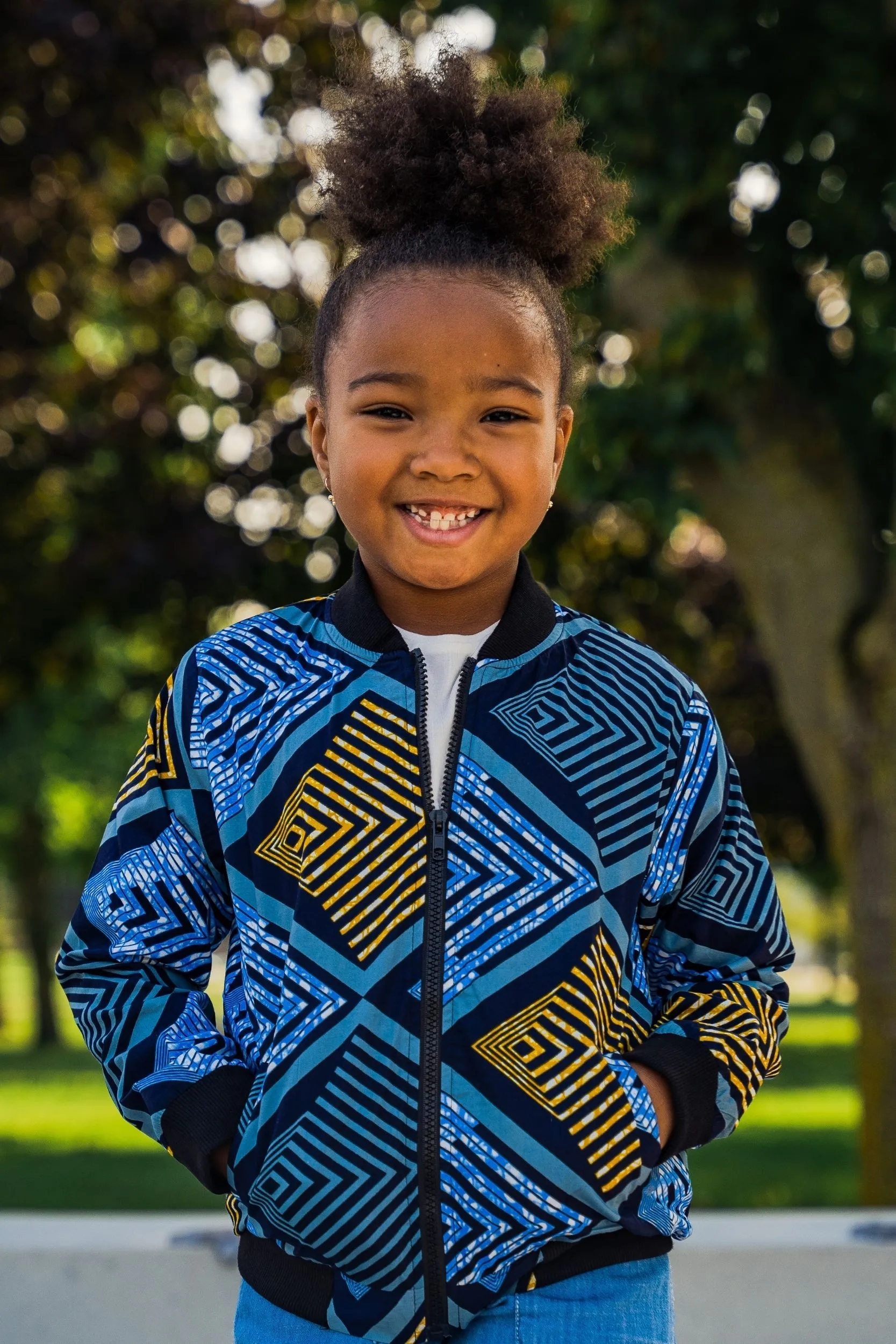 BAKARI AFRICAN PRINT UNISEX KIDS' BOMBER JACKET