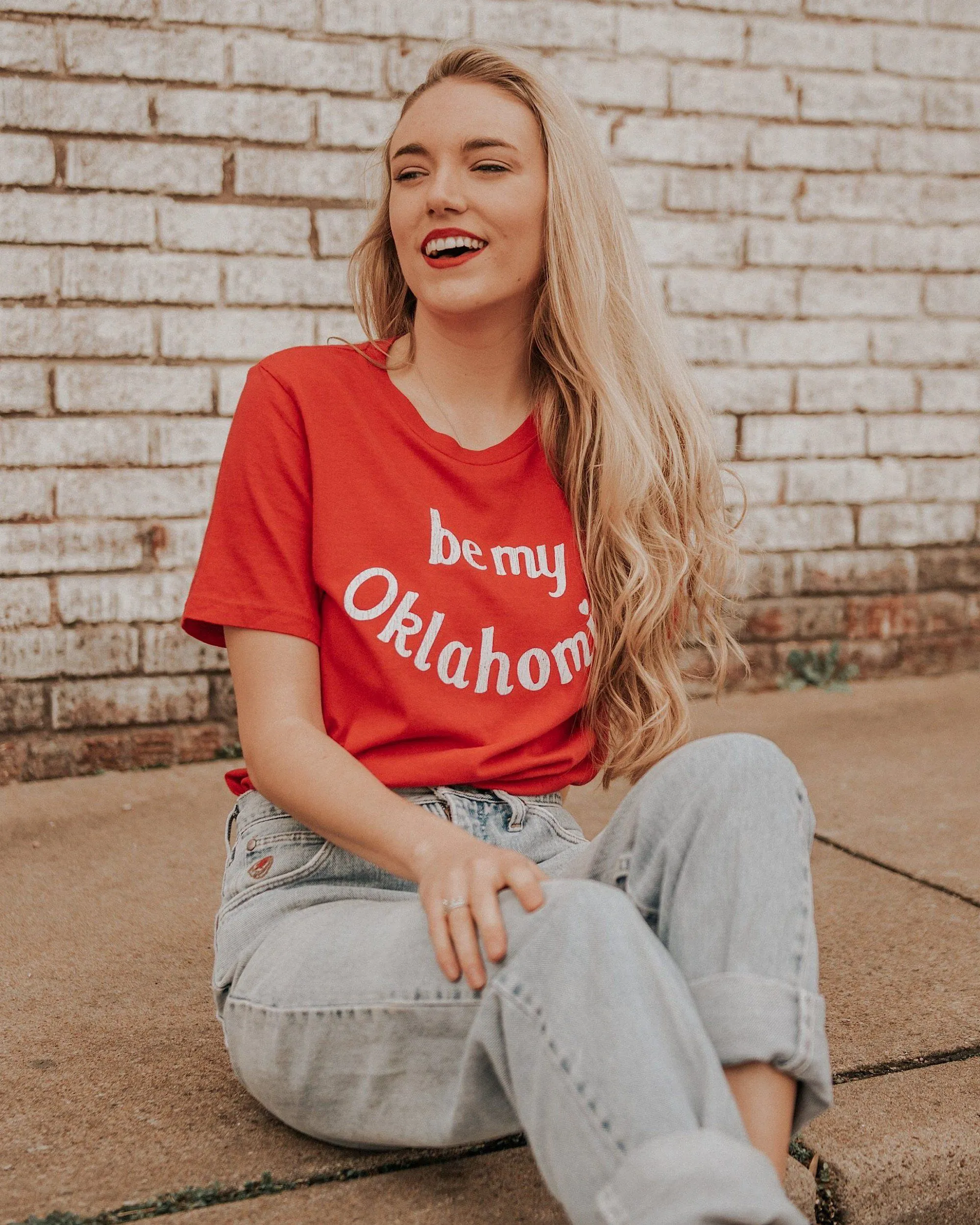 Be My Oklahomie Red Tri-Blend Tee with White Letters