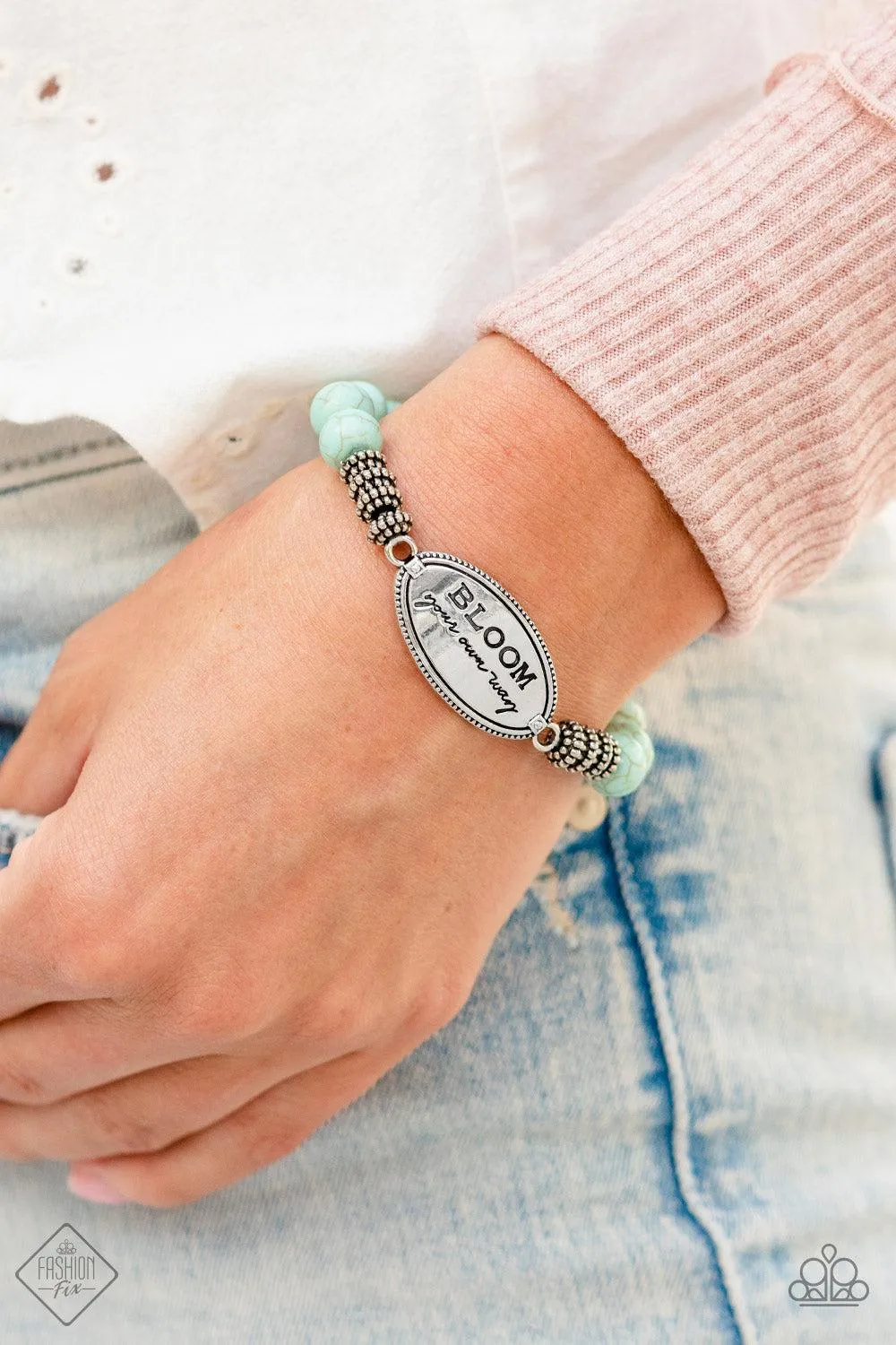 Bedouin Bloom Blue Stone Inspirational Bracelet - Paparazzi Accessories