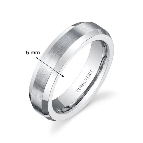 Beveled Edge 5mm Womens Tungsten Band Size 7