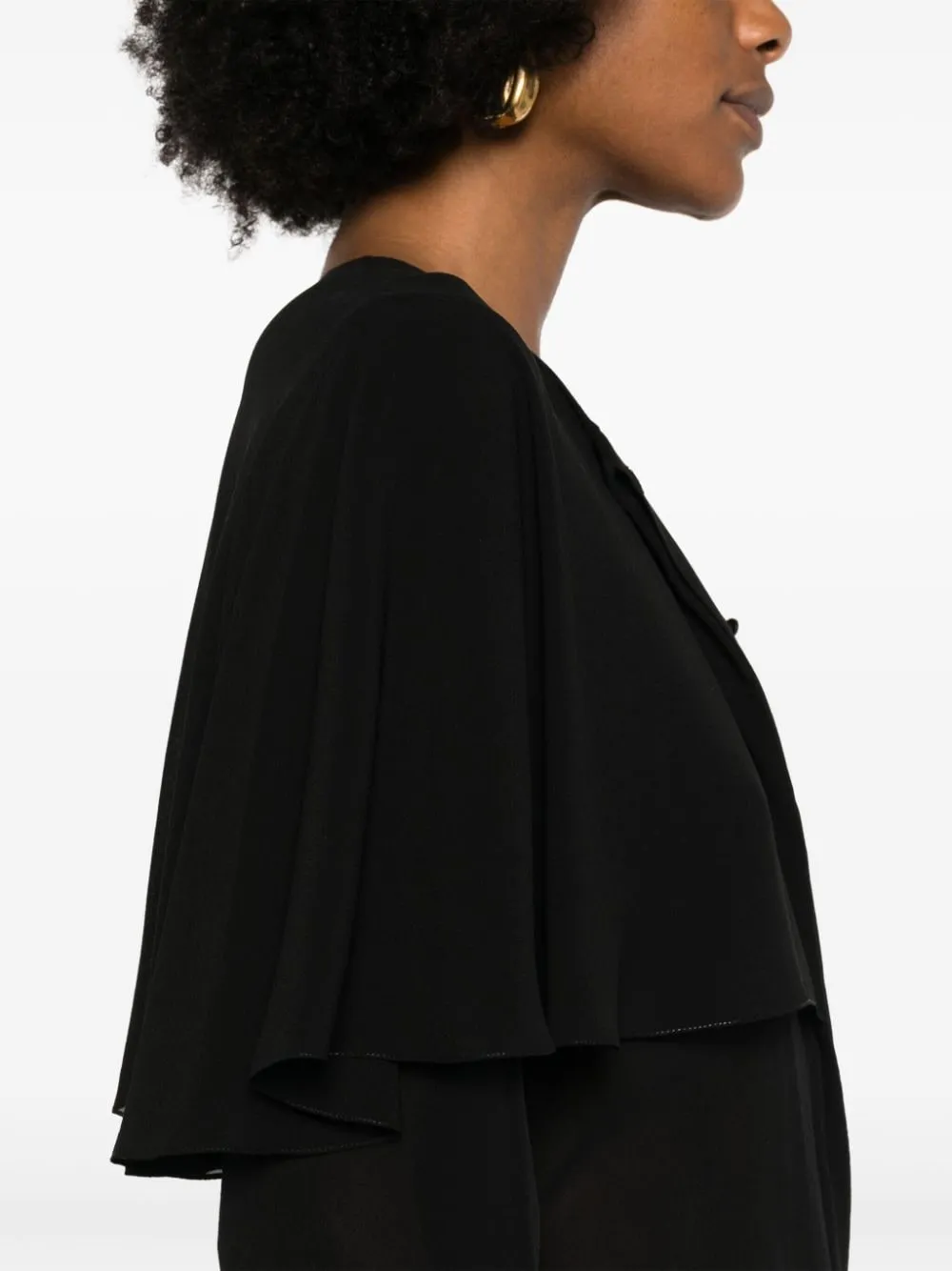 BLOUSE WITH BLACK SILK CAPE