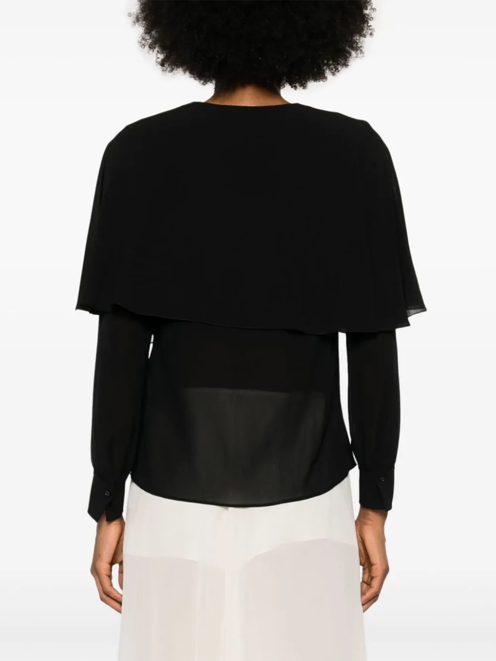 BLOUSE WITH BLACK SILK CAPE