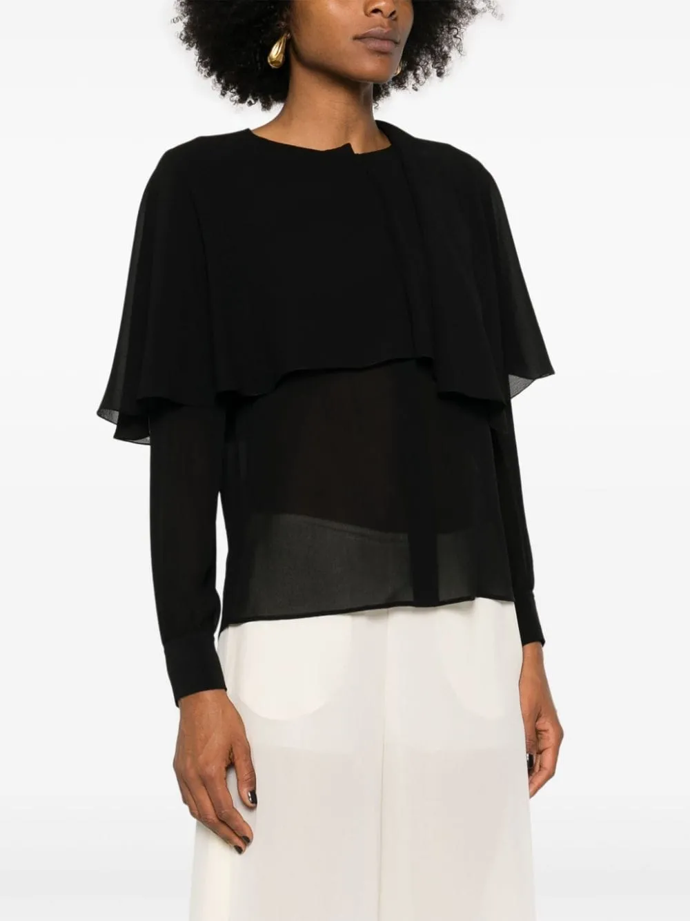 BLOUSE WITH BLACK SILK CAPE