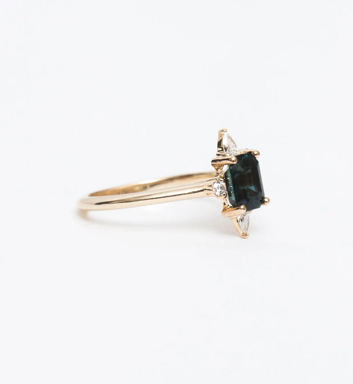 Blue-Green Sapphire Felicity Ring