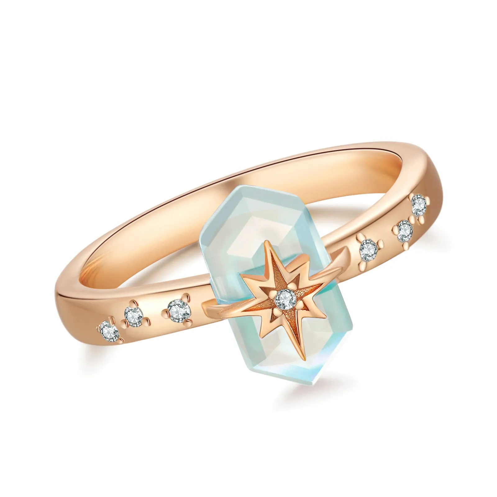 Blue Topaz Gold Star Ring - Magic Stone