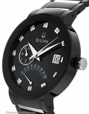 Bulova Men's Dual Time Diamond Dress Watch - Black & Silver-Tone - Date