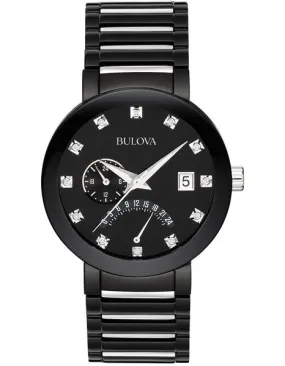 Bulova Men's Dual Time Diamond Dress Watch - Black & Silver-Tone - Date