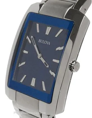 Bulova Mens Rectangular Case Dress Watch - Blue Dial - Steel - Bracelet