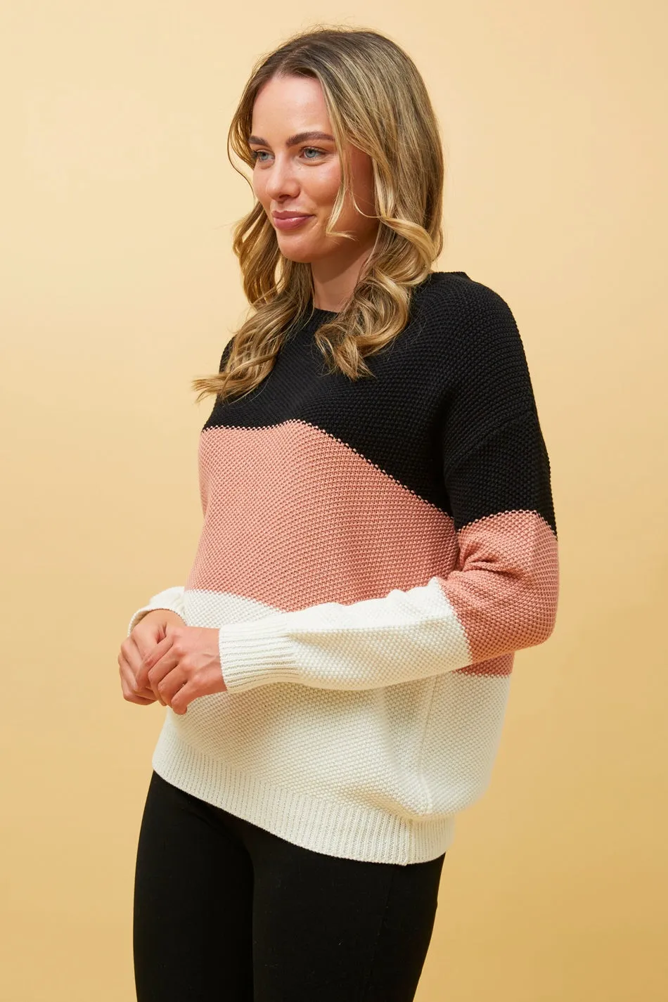 CALEY COLOUR BLOCK KNIT JUMPER