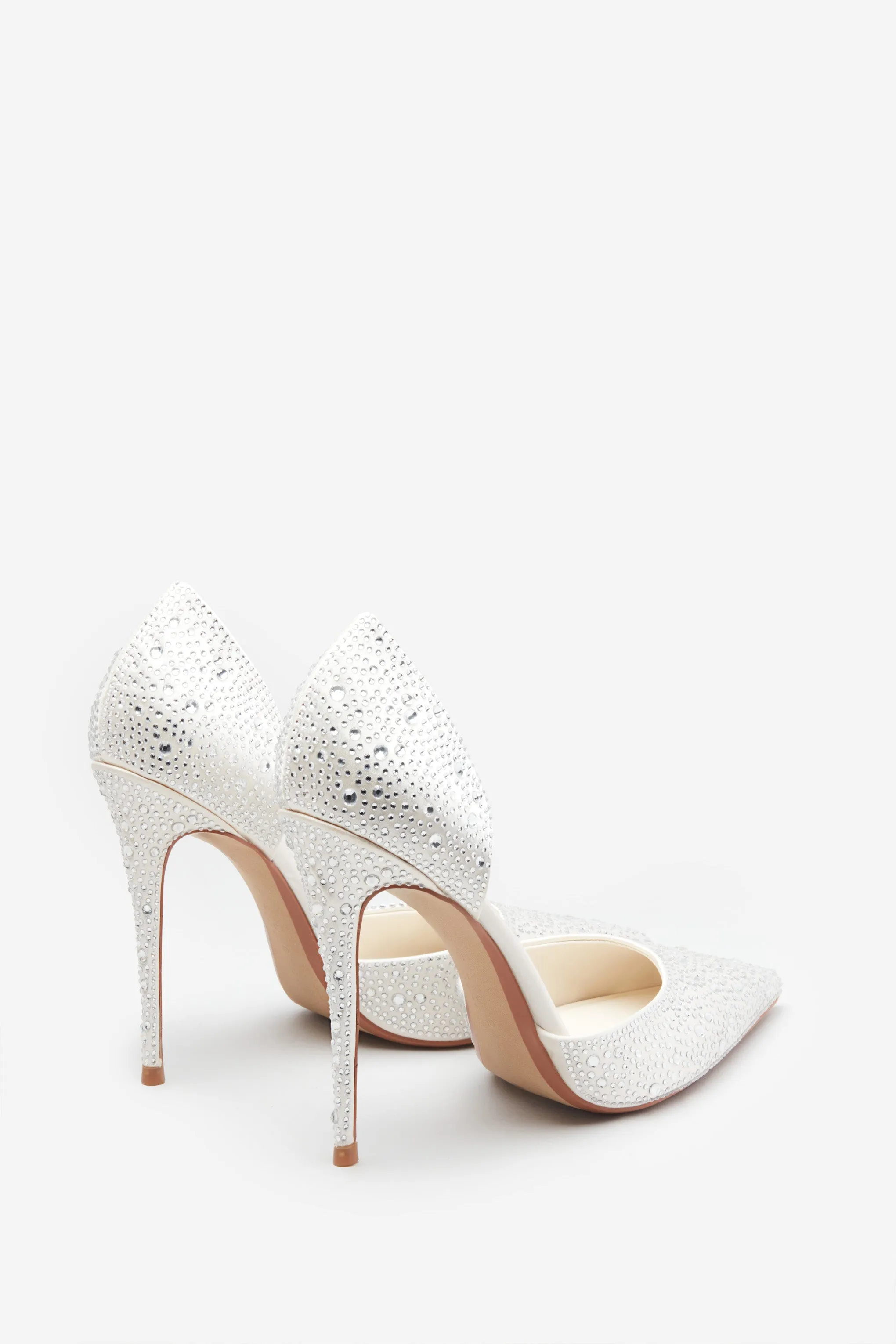 Catcher | Ivory Diamante Pointed Court Heels