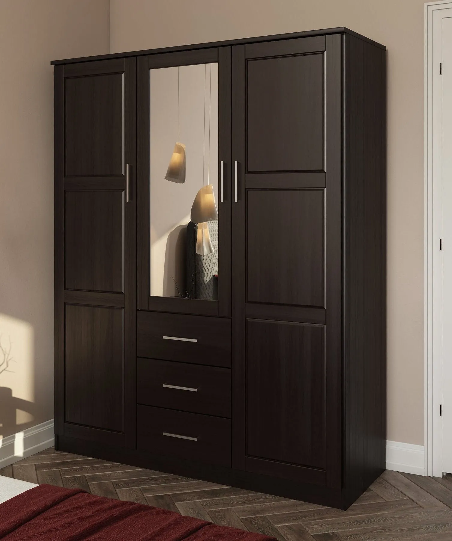 Chandewadi Java 4 Shelf Wardrobe with Mirrored Door