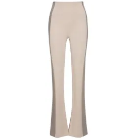 Chic Beige Slim Fit Trousers with Side Bands