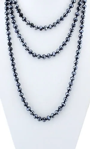 Deep Navy Blue Crystal Beaded Necklace