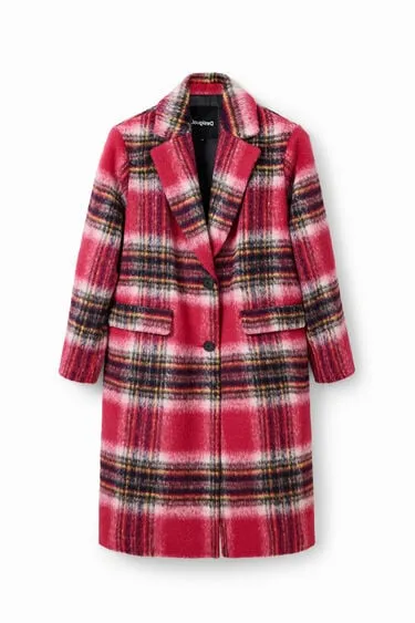 Desigual Plaid Woven Coat Pink Check