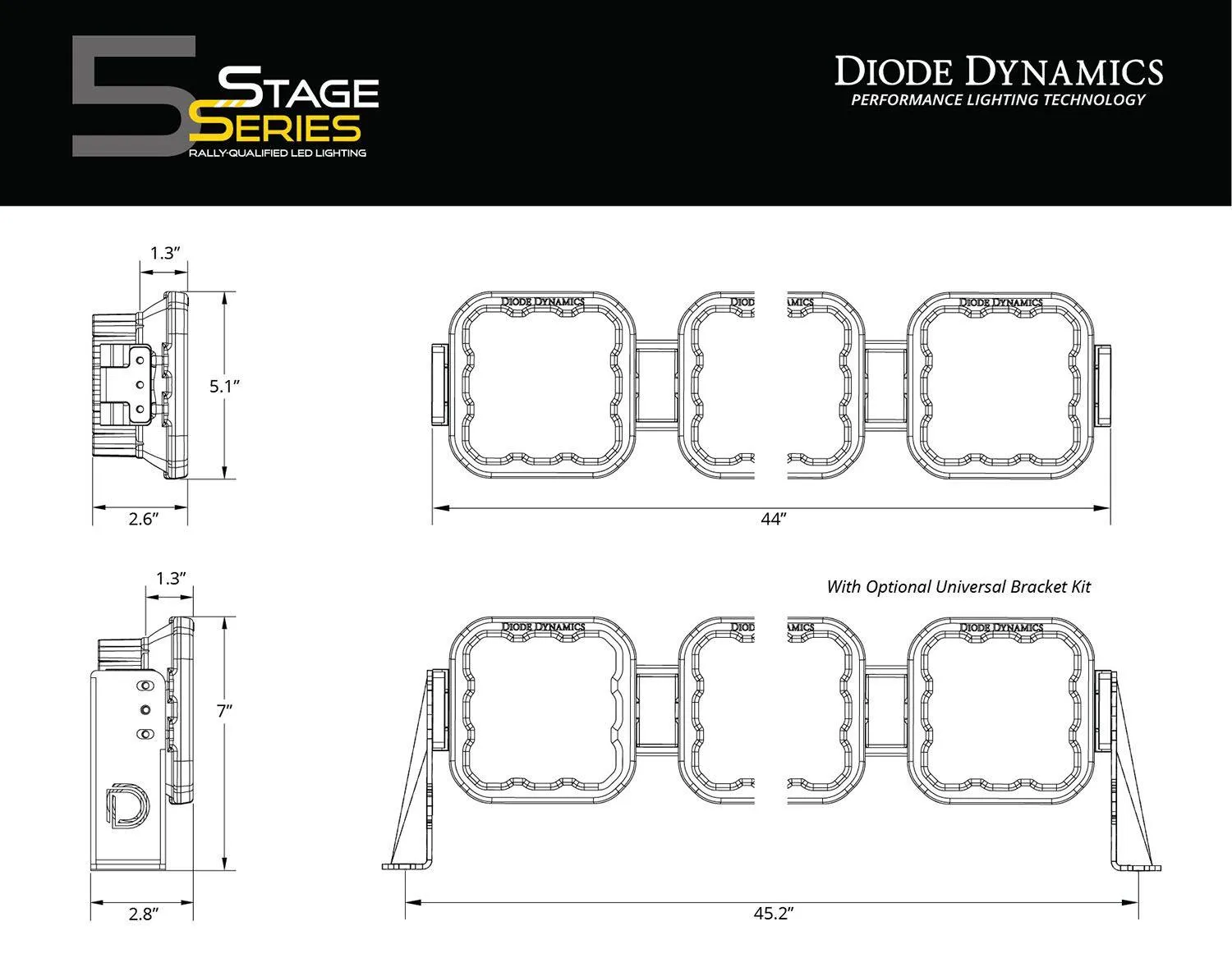 Diode Dynamics SS5 CrossLink 6-Pod LED Lightbar ( one )