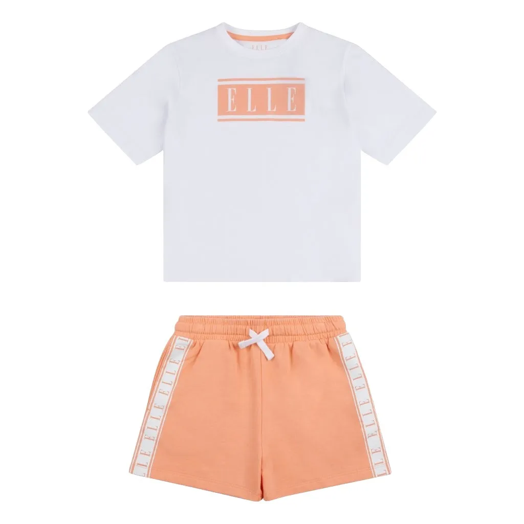 Elle Stripe Logo Tee & Short Set Junior