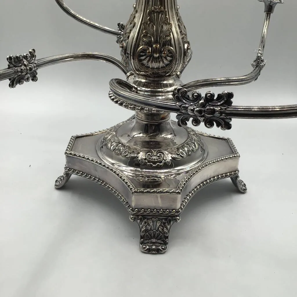 Four Armed Epergne with 5 Crystal Bowls