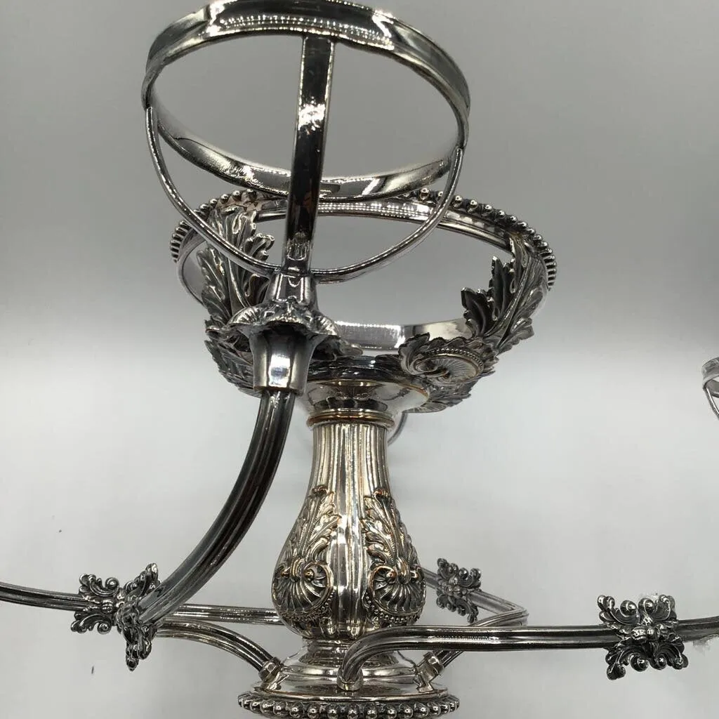 Four Armed Epergne with 5 Crystal Bowls