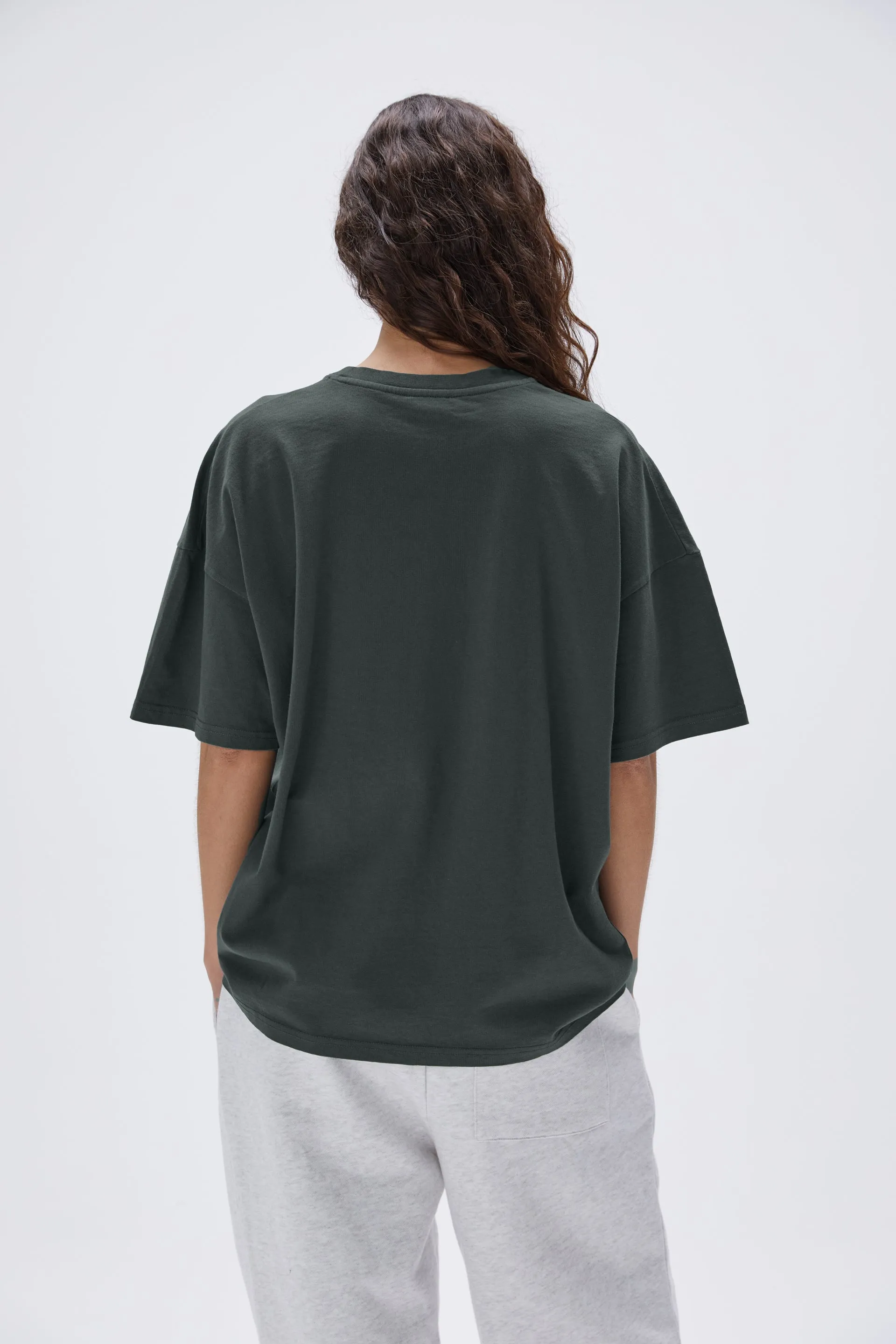 Freehand Washed Short Sleeve Boxy T-shirt - Mineral Green