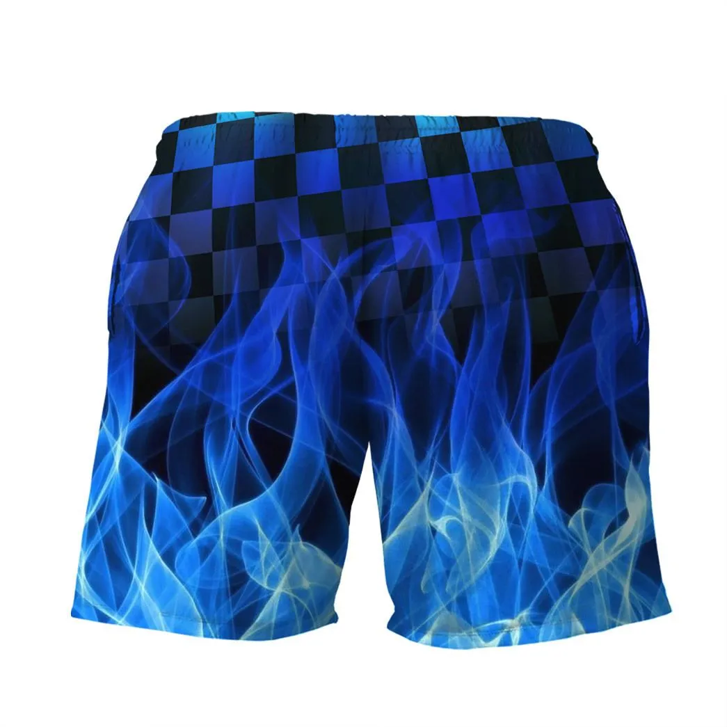 Gearhuman 3D Blue Fire Hot Rod Shorts