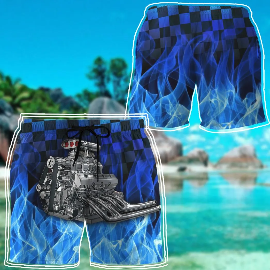 Gearhuman 3D Blue Fire Hot Rod Shorts