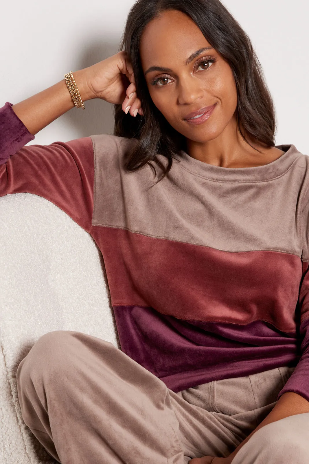 Gracey Velour Colorblock Pullover