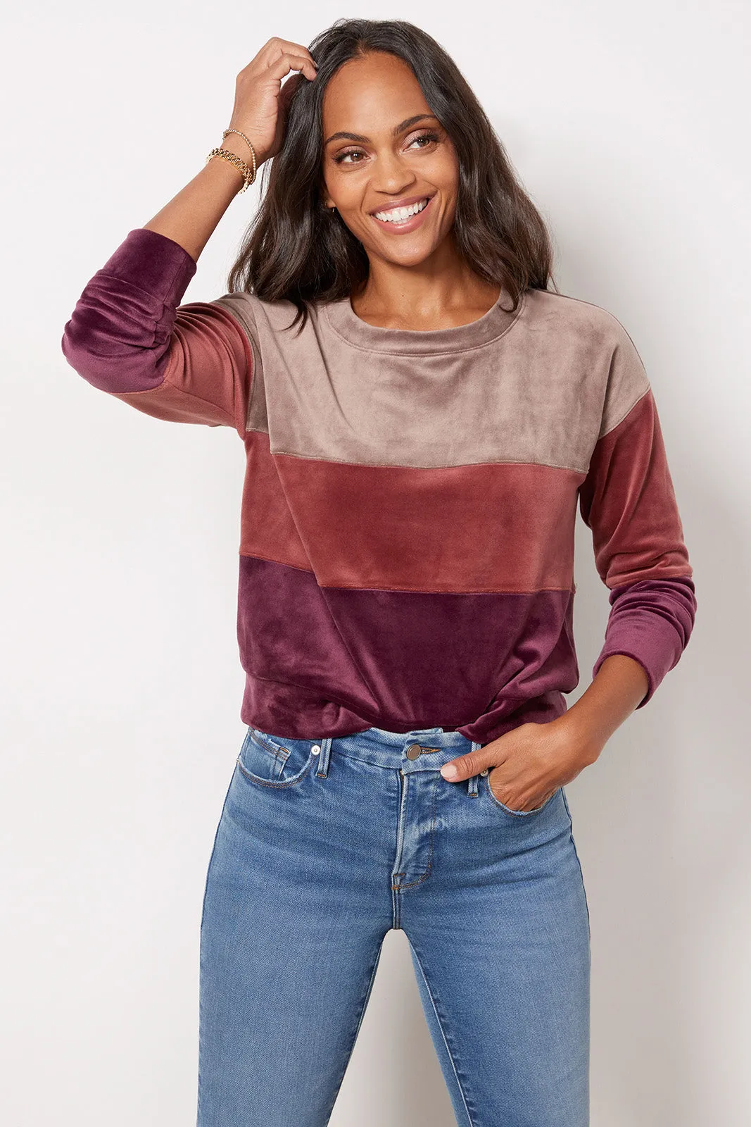 Gracey Velour Colorblock Pullover