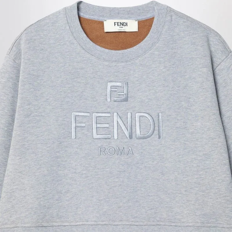 GREY CROPPED SWEATSHIRT IN FLEECE COTTON