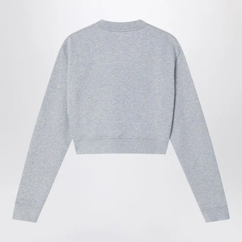 GREY CROPPED SWEATSHIRT IN FLEECE COTTON