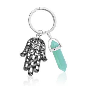 Hamsa - Shielding Hand Keychain with Aventurine