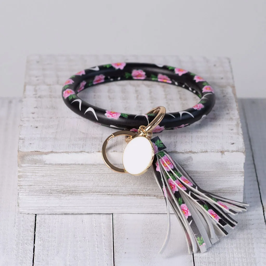 Hannah Hands Free Bangle Keychain-Pink Roses