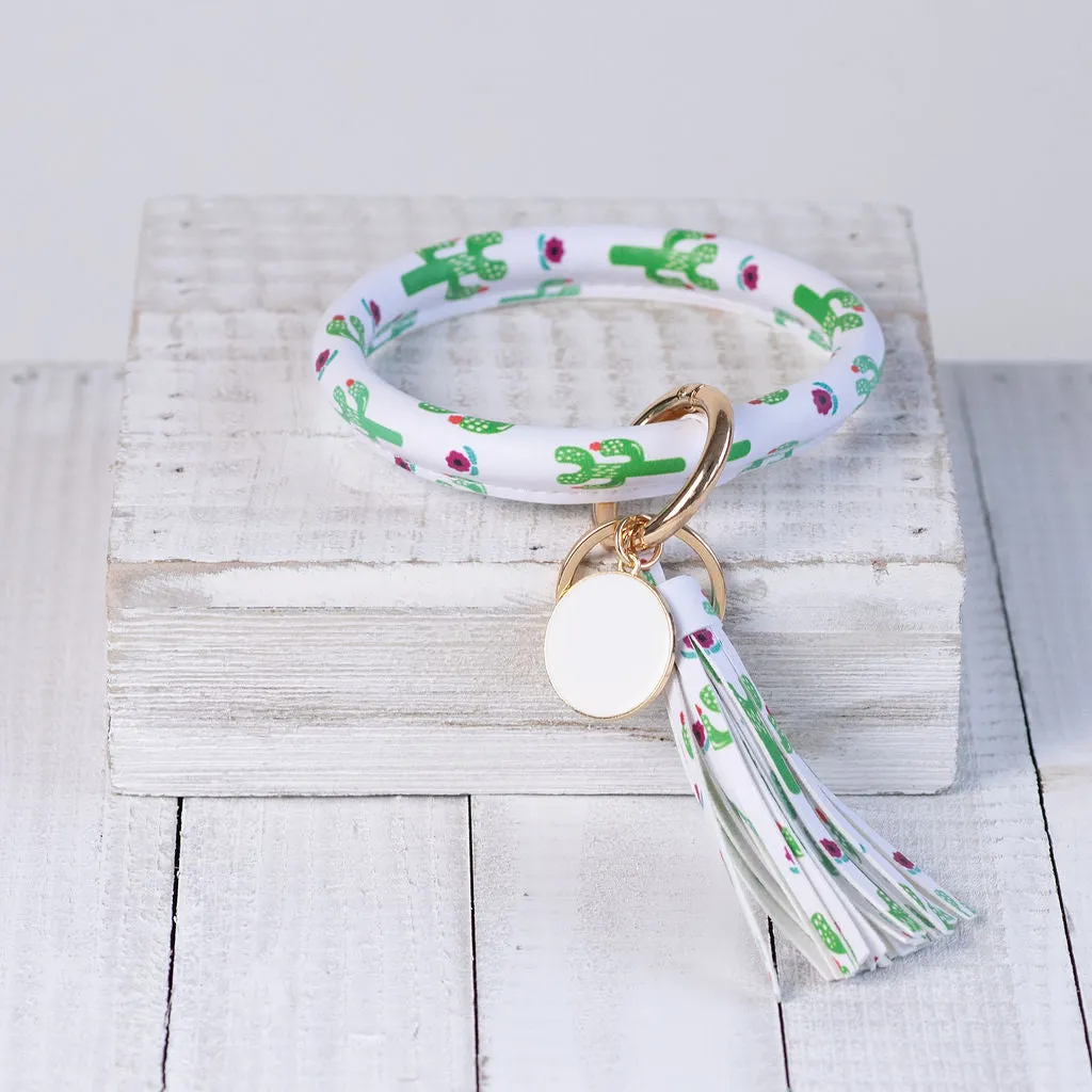 Hannah Hands Free Bangle Keychain- Green Cactus