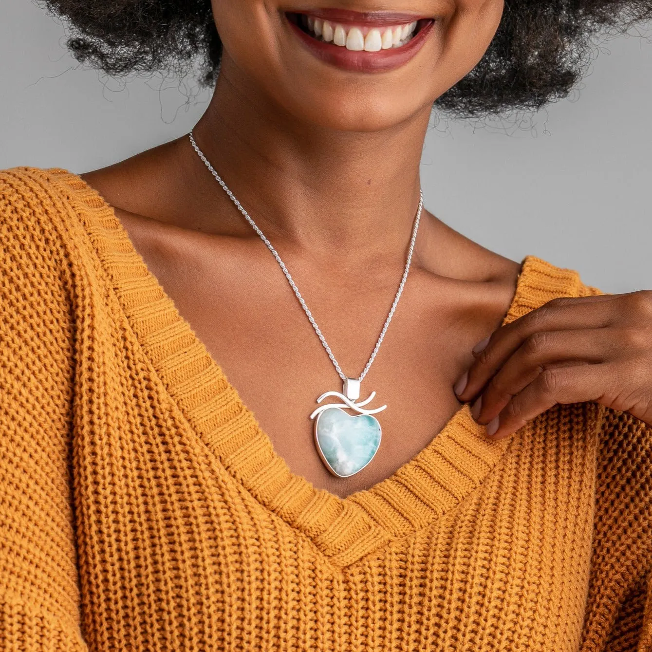 Heart Larimar Pendant CLOUD XLVIII