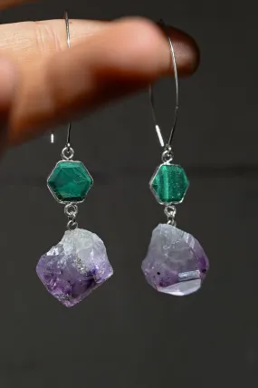 Higher Love Amethyst & Malachite Earrings