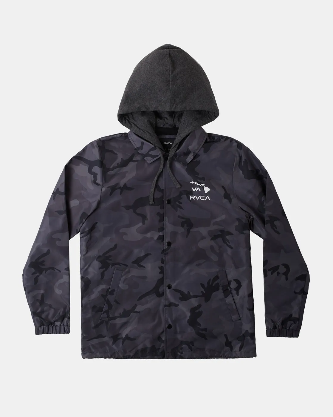 Island Hex Hooded Coaches Jacket - Black Camo