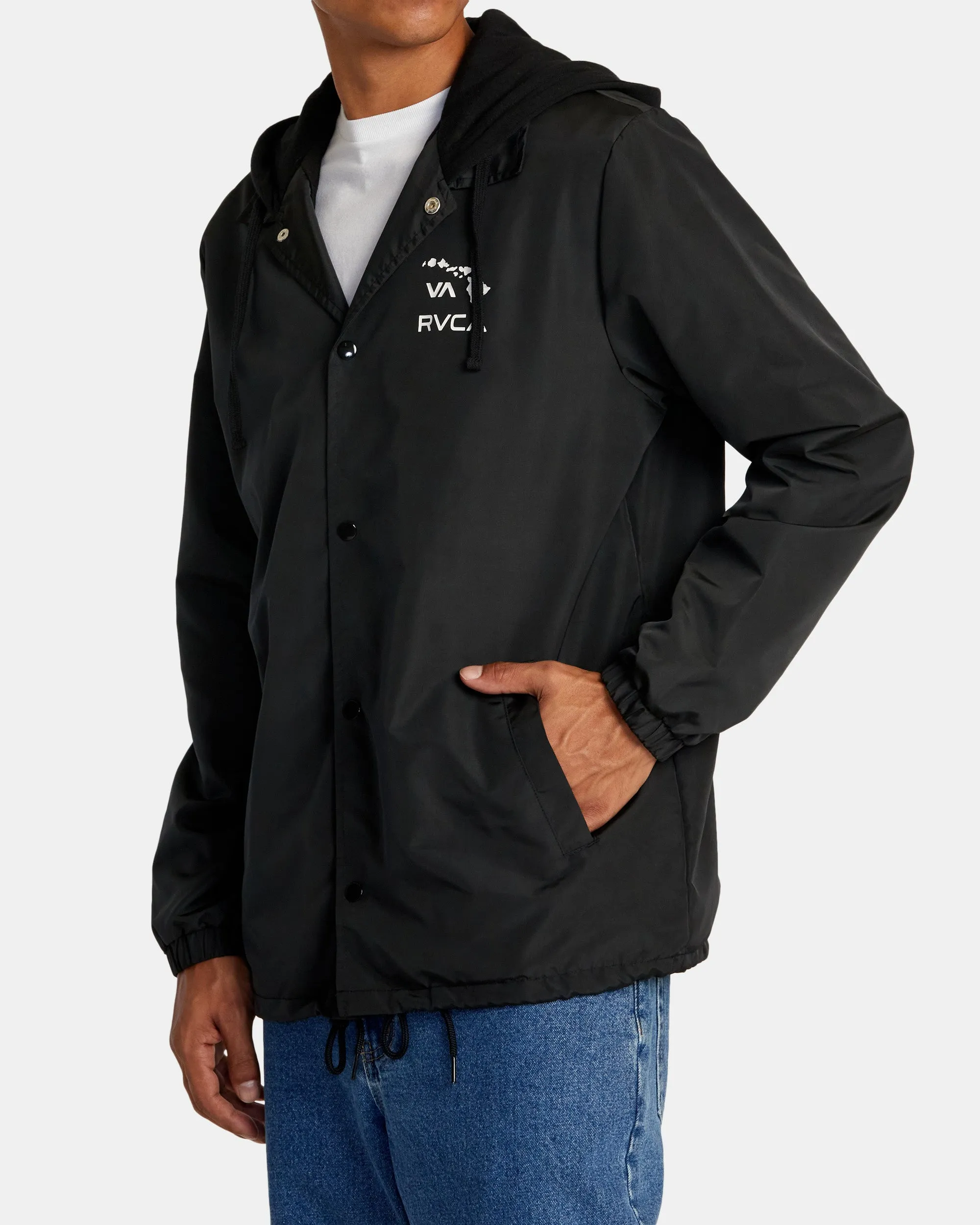 Island Hex Hooded Coaches Jacket - Black