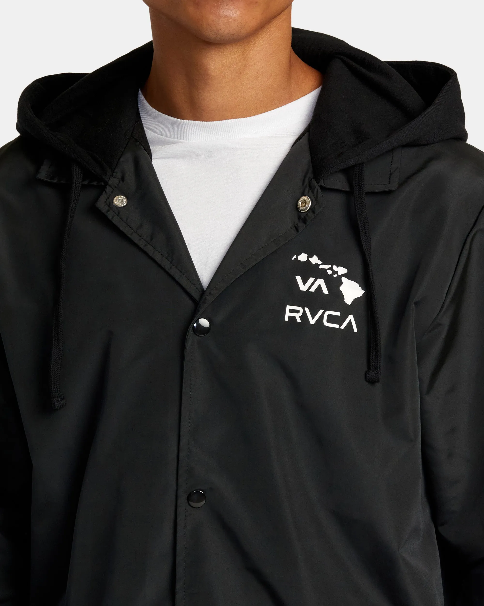 Island Hex Hooded Coaches Jacket - Black