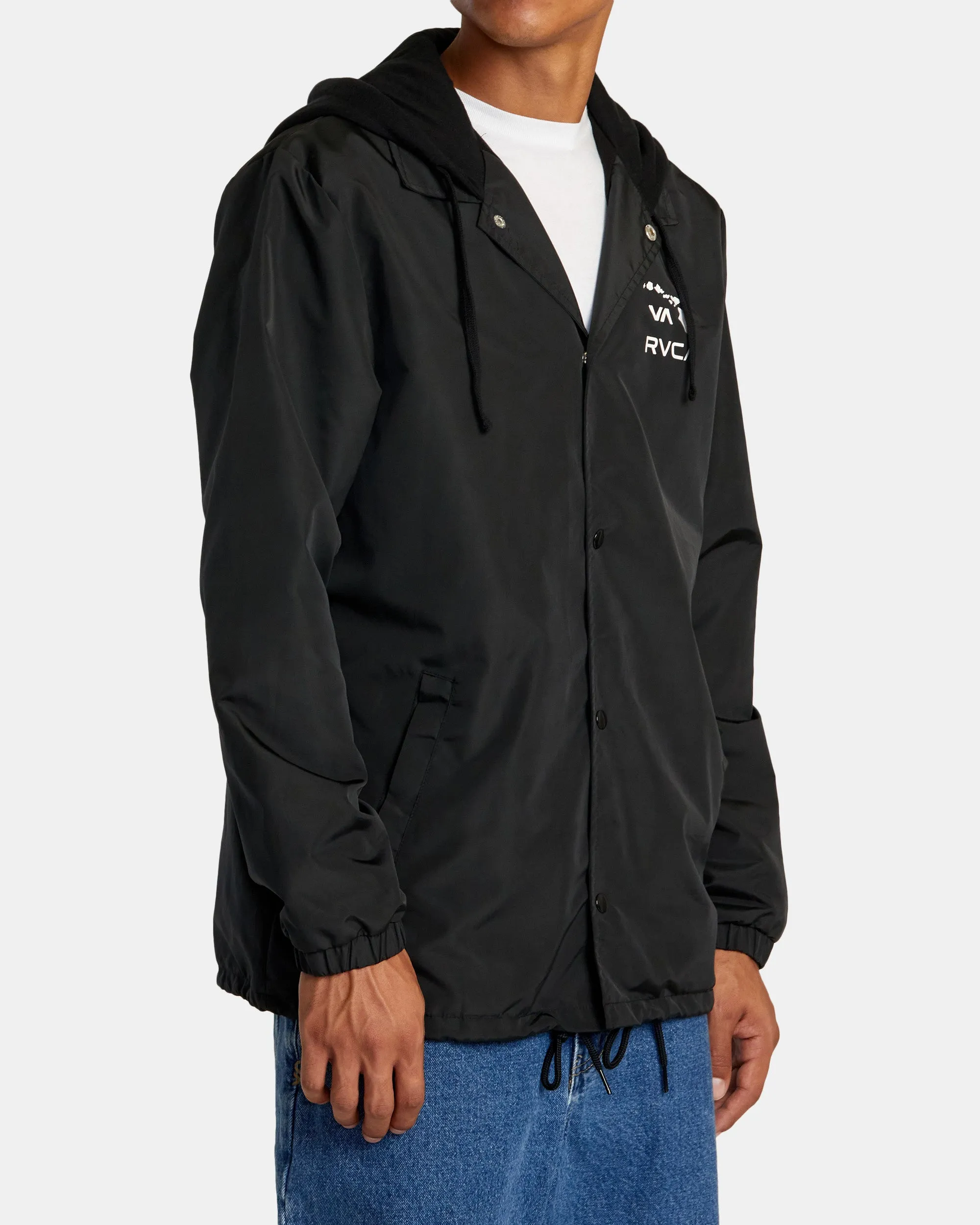 Island Hex Hooded Coaches Jacket - Black