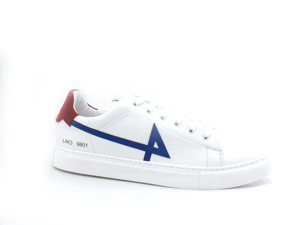 L4K3 College 4 Sneaker Pelle Tricolor Bianco Blu Rosso F57-COL